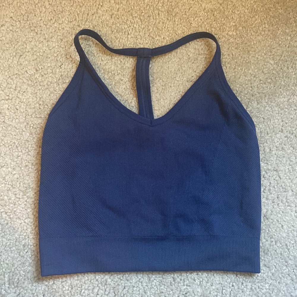 Icon Seamless T-Back Sports Bra in Faded Navy